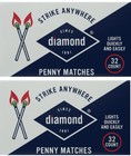 Free Shipping  2 Boxes   Diamond Strike Anywhere Penny Matches Camping 640 Total