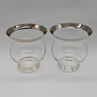 Vintage Italian Glass Vases Set Of 2 Mid-century Modern Style Silver Band Rim