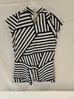 Worthington Women   s M Cap Sleeve Tie Neck Striped Knit Blouse Stretch Pullover