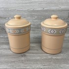 Vintage Treasure Craft Southwest Peach blue Pastel Jars With Lid  Set Of 2