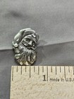 Vintage Santa Claus Christmas Pin Brooch Silver Tone Rhinestone 1 Inch Lapel Usa