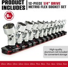 Universal Flex Socket Set - 1 4 Inch Drive 6-point 12-piece Swivel Socket Set