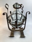 Vintage Style Wine Decanter  Glass Bottle W  Tilting Metal Stand Mcm  f3 