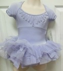  Mirella Cap Sleeve Ballet Dance Dress Rhinestone Trim Attached Tutu Girls Szs