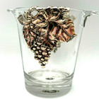Arthur Court Vintage Thick Glass Ice Bucket Art Nouveau Sculpted Silver Grapes