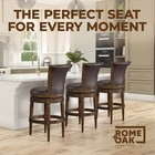 Rome   Oak Runyan Bar Stool  Dark Walnut   Vintage Brown Vegan Leather  Set Of 4