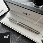 Montblanc Silver Rollerball Pen Pattern Black Trim Luxury Gift Box