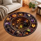 3d Halloween Round Rug  Optical Illusion Vortex Carpet  Spooky Black Cat Witch