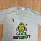 Vintage Ganja University Shirt Mens Medium Blue 1980s Jamaica Weed Of Wisdom