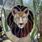 Vintage Stained Glass  lion  Suncatcher Amazing   