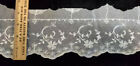 Vintage antique White Cotton  English Embroider Net Leavers Lace 4-2 3 Yards