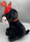 Fao Schwarz 12  Sparklers Toy Plush Black Lab With Removable Red Heart Boppers