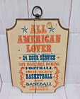 Vintage Wood Sign All American Lover American Publishing Corp 1974 Sports Plaque