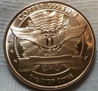 1 Oz Copper Round - Mercury Dime Design  Bright And Beautiful    See Photo s