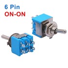 10pcs Dpdt Mini Toggle Switch 6-pin 2 Position On on Miniature Toggle Switches 6