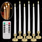 6pcs Flameless Flickering Led Taper Candles   Candle Holders With Remote Control