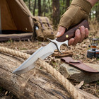 Outdoor Fixed Blade Knife - 5cr Steel Material Knife With A Wooden Handle