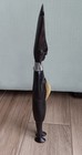 African Tribal Carved Wood Statue Of Woman W shield 15  Hard Heavy Wood Figurine