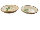 Vintage Mexican Stoneware Hanging Plate Set 6 5    A  Mexico Signed Folk Art