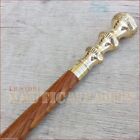 Nautical Style Brass Designer Handle Antique Wooden Walking Stick-solid Cane New