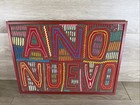 1960 Original Handmade Stitch Panama Textile Framed Mola Cloth Art 14x20   