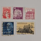 Vintage Stamp Stock Book Gold Tab Dividers Air Mail Foreign Plus Loose Stamp Lot