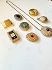 Lot Of 7 Solid Perfume Compacts   1 Powder Compact Estee Lauder  Houbigant  Avon