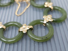 Vintage Green Jade Circle Rings Gold Plated Link Bracelet 7 
