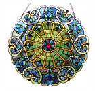 Stained Glass Victorian Design Round Window Panel 23  Last One This Price