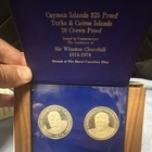 1974 Cayman Islands Winston Church Hill  25 Proof turks   Caicos 20 Crown Proof
