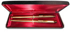 Vintage Paper Mate Set Gold Tone Ballpoint Pen Mechanical Pencil Double Heart