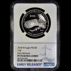2018-w 1 Oz Proof Platinum Eagle     Ngc Pf-70     Coin  100 Life Mercanti Everhart