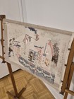 Vintage Wood Floor Embroidery Stand For Holding Frames Cross Stitch Adjustable