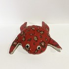 Vtg Frog Stuffed Bean Bag Red Dots Floral Fabric Toad Handmade Retro