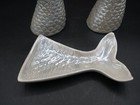 Mermaid Tail Pearlized Ceramic Figurine Set  Gray Shelf Decor Fantasy 5 