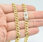 12mm Miami Cuban Royal Link Chain Necklace Box Clasp Real 14k Yellow Gold