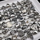 20pcs Stainless Steel Skull Rings Men s Women Large Big Metal Gothic Biker Punk