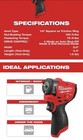 Milwaukee 3048-20 M12 Fuel 1 4  Subcompact Impact Wrench With Friction Ring