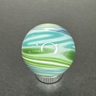 Contemporary Handmade Art Glass Marble 1 07  Surface Swirls  Sparkly Green  Blue