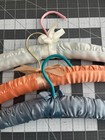 Vintage Padded Satin Clothes Hangers Lot Of 3 Blue Coral Ivory Ribbon Bows