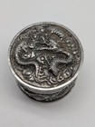 Circular Dragon Box  Chinese Export Silver  Tuck Chang  3  D X 2  H