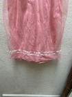 Women   s Pink Floral Lace Full Slip  Petite  Nylon Sheer Yoke Bow Accent No Brand