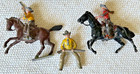 Lot Of 3 Vintage Britains Lead Western Cowboy Mounted Lasso Figures   Horses