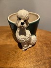1940-50 Vintage Royal Copley Rare Green   White 6 5    Ceramic Poodle Planter Pot