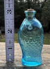 Vintage Dr  Fisch s Bitters Blue Fish Glass Miniature Bottle Taiwan 3  Tall