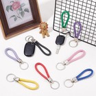 6pcs Braided Leather Keychains Woven Rope Key Chain Ring