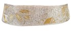 Vtg Gold Silver White Geo Art Deco Glass Beaded Sash Belt Formal Bridal 31 waist