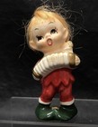 3 Vintage Ceramic Christmas Red Pixie Elves 2 5    3 5  Napcoware Japan W Hair