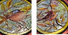 Beautiful Painted Antique Bird Roundels Pair English Stained Glass Windows