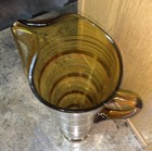 Vintage Mcm Amber Martini Pitcher Gold   Frosted Striped 13 5    Tall